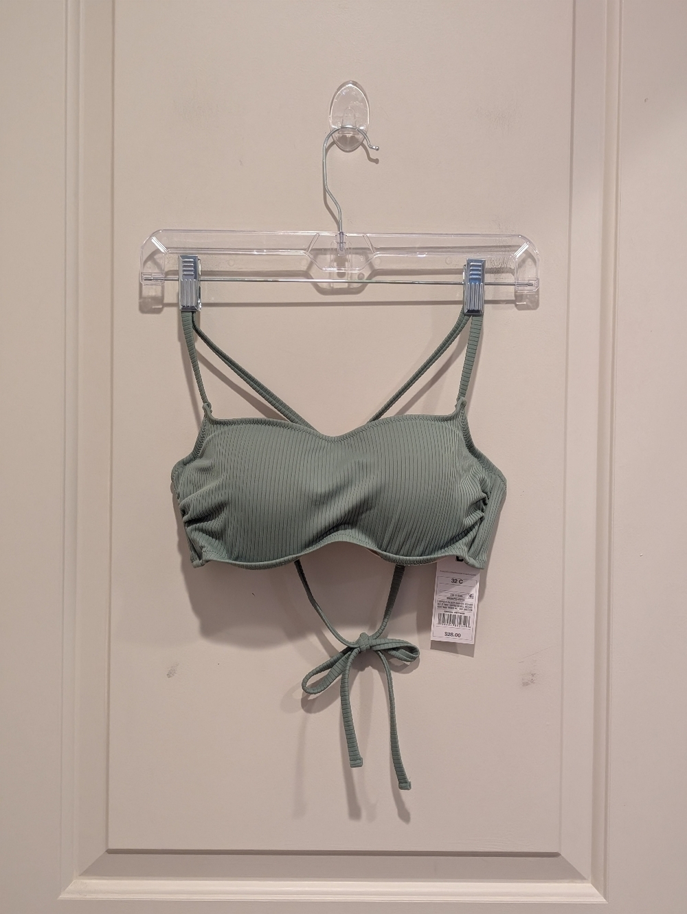 Shade & Shore Sage Green Ribbed Bikini Top 32C